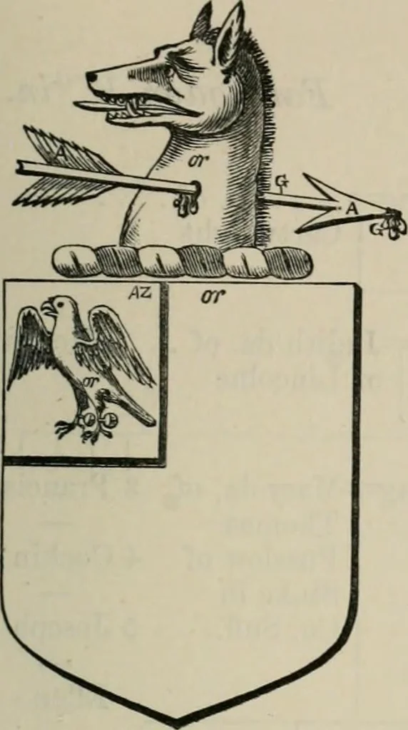 An illustration from The visitation of London : anno Domini 1633, 1634, and 1635. Made by Sr. Henry St. George, kt., Richmond herald, and deputy and marshal to Sr. Richard St. George, kt., Clarencieux king of armes, 1880, leaf 744