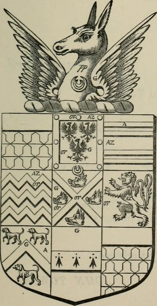 An illustration from The visitation of London : anno Domini 1633, 1634, and 1635. Made by Sr. Henry St. George, kt., Richmond herald, and deputy and marshal to Sr. Richard St. George, kt., Clarencieux king of armes, 1880, leaf 744