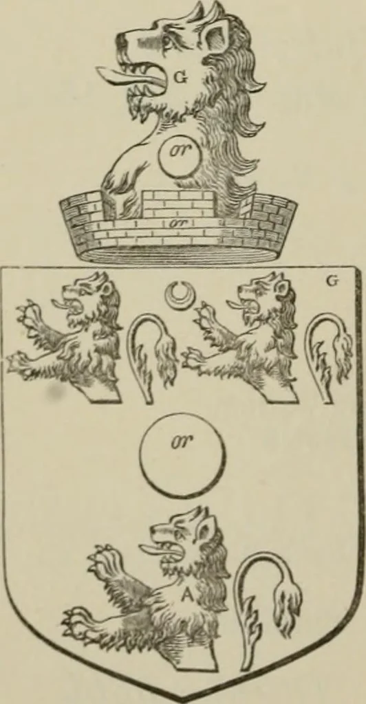 An illustration from The visitation of London : anno Domini 1633, 1634, and 1635. Made by Sr. Henry St. George, kt., Richmond herald, and deputy and marshal to Sr. Richard St. George, kt., Clarencieux king of armes, 1880, leaf 75