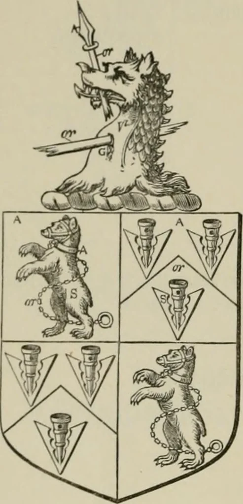 An illustration from The visitation of London : anno Domini 1633, 1634, and 1635. Made by Sr. Henry St. George, kt., Richmond herald, and deputy and marshal to Sr. Richard St. George, kt., Clarencieux king of armes, 1880, leaf 77