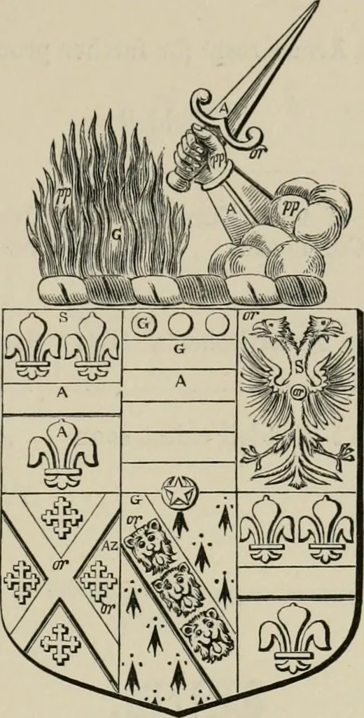 An illustration from The visitation of London : anno Domini 1633, 1634, and 1635. Made by Sr. Henry St. George, kt., Richmond herald, and deputy and marshal to Sr. Richard St. George, kt., Clarencieux king of armes, 1880, leaf 790