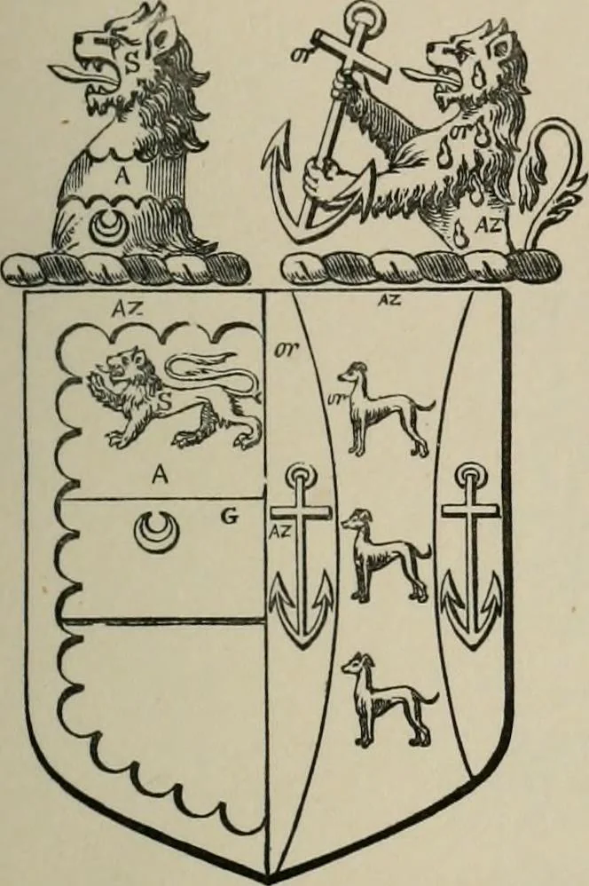 An illustration from The visitation of London : anno Domini 1633, 1634, and 1635. Made by Sr. Henry St. George, kt., Richmond herald, and deputy and marshal to Sr. Richard St. George, kt., Clarencieux king of armes, 1880, leaf 80
