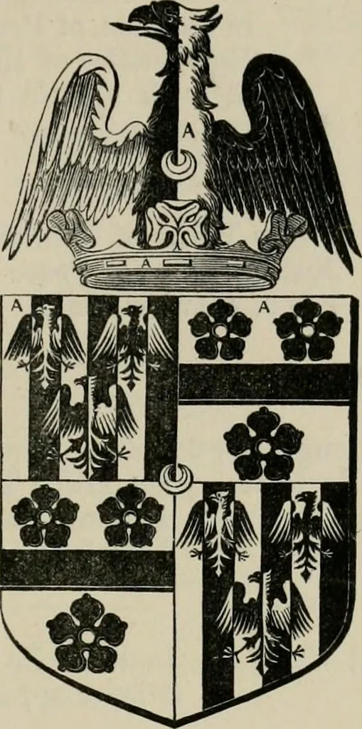 An illustration from The visitation of London : anno Domini 1633, 1634, and 1635. Made by Sr. Henry St. George, kt., Richmond herald, and deputy and marshal to Sr. Richard St. George, kt., Clarencieux king of armes, 1880, leaf 800
