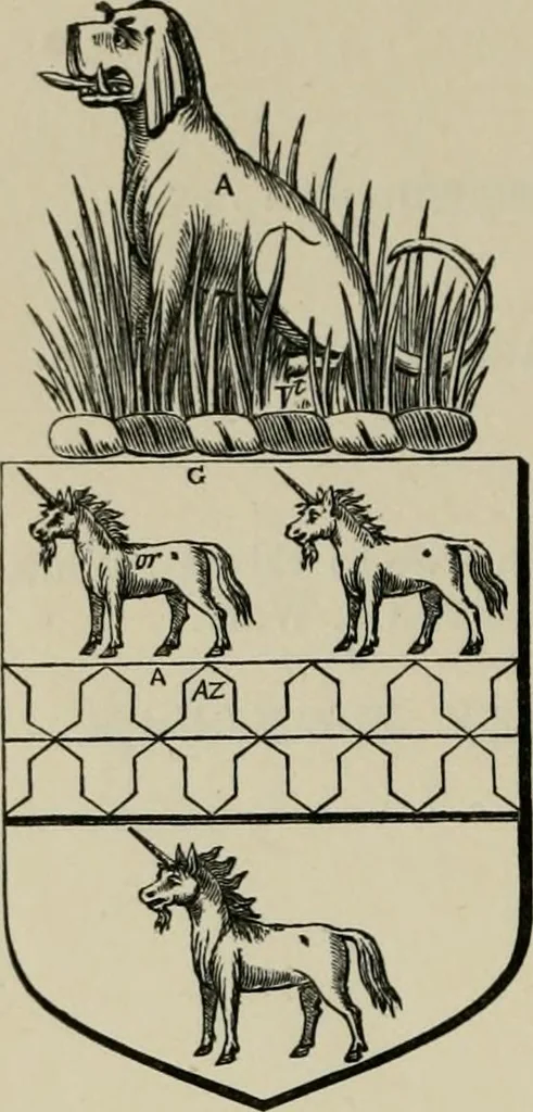 An illustration from The visitation of London : anno Domini 1633, 1634, and 1635. Made by Sr. Henry St. George, kt., Richmond herald, and deputy and marshal to Sr. Richard St. George, kt., Clarencieux king of armes, 1880, leaf 807