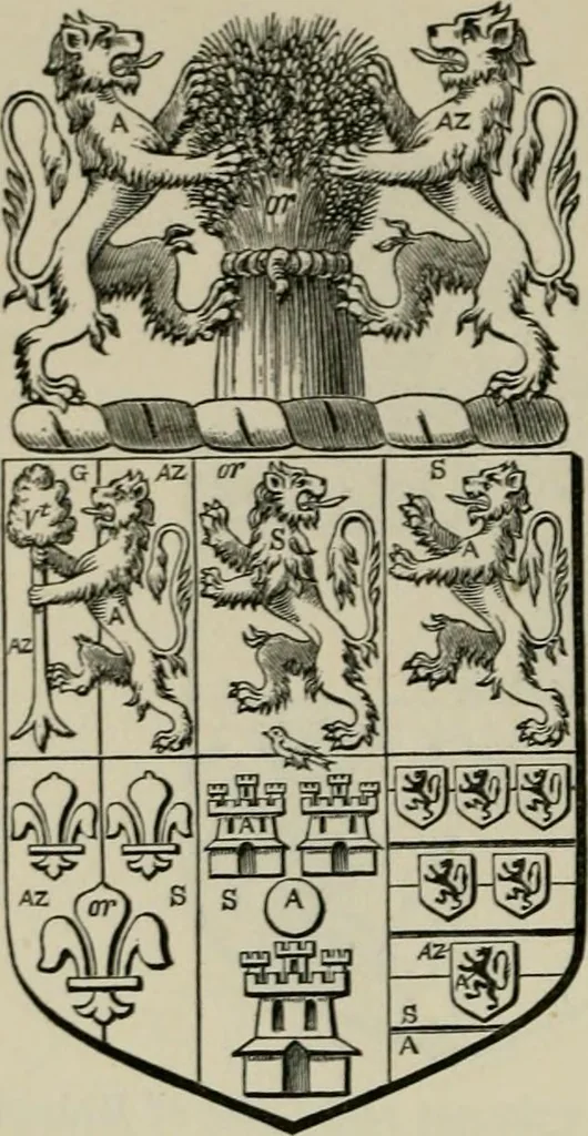 An illustration from The visitation of London : anno Domini 1633, 1634, and 1635. Made by Sr. Henry St. George, kt., Richmond herald, and deputy and marshal to Sr. Richard St. George, kt., Clarencieux king of armes, 1880, leaf 813