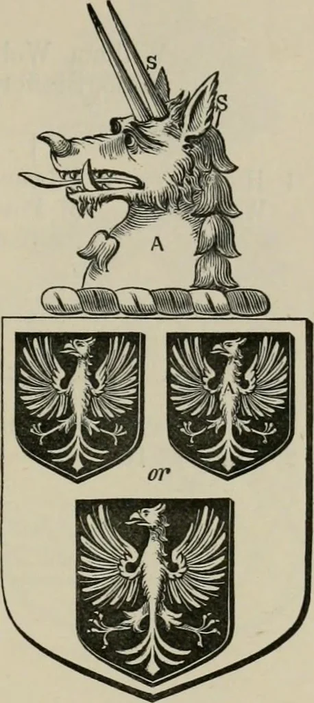 An illustration from The visitation of London : anno Domini 1633, 1634, and 1635. Made by Sr. Henry St. George, kt., Richmond herald, and deputy and marshal to Sr. Richard St. George, kt., Clarencieux king of armes, 1880, leaf 816