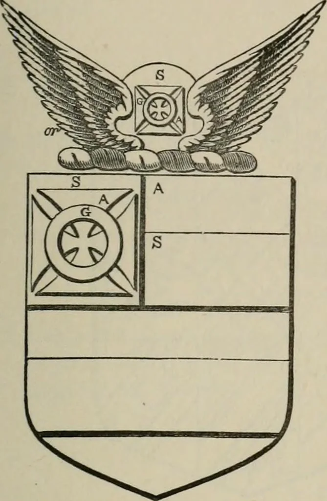 An illustration from The visitation of London : anno Domini 1633, 1634, and 1635. Made by Sr. Henry St. George, kt., Richmond herald, and deputy and marshal to Sr. Richard St. George, kt., Clarencieux king of armes, 1880, leaf 84