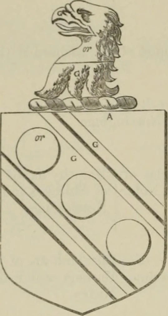An illustration from The visitation of London : anno Domini 1633, 1634, and 1635. Made by Sr. Henry St. George, kt., Richmond herald, and deputy and marshal to Sr. Richard St. George, kt., Clarencieux king of armes, 1880, leaf 85