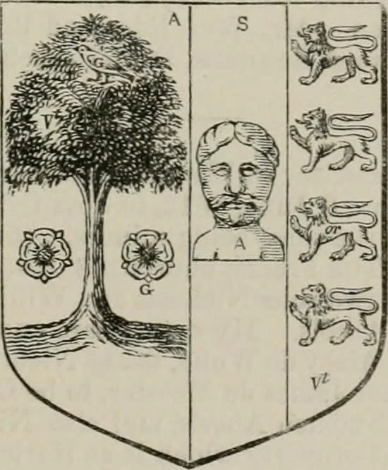 An illustration from The visitation of London : anno Domini 1633, 1634, and 1635. Made by Sr. Henry St. George, kt., Richmond herald, and deputy and marshal to Sr. Richard St. George, kt., Clarencieux king of armes, 1880, leaf 872