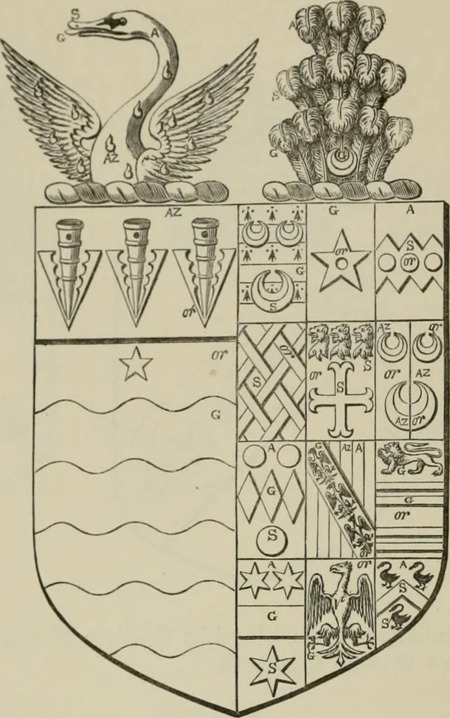 An illustration from The visitation of London : anno Domini 1633, 1634, and 1635. Made by Sr. Henry St. George, kt., Richmond herald, and deputy and marshal to Sr. Richard St. George, kt., Clarencieux king of armes, 1880, leaf 91