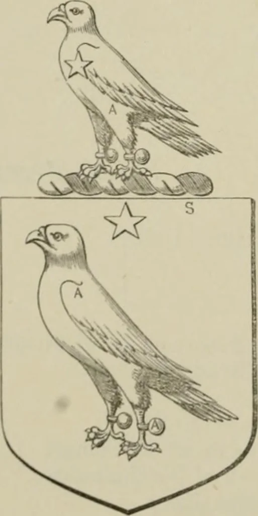 An illustration from The visitation of London : anno Domini 1633, 1634, and 1635. Made by Sr. Henry St. George, kt., Richmond herald, and deputy and marshal to Sr. Richard St. George, kt., Clarencieux king of armes, 1880, leaf 95