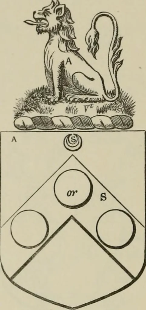 An illustration from The visitation of London : anno Domini 1633, 1634, and 1635. Made by Sr. Henry St. George, kt., Richmond herald, and deputy and marshal to Sr. Richard St. George, kt., Clarencieux king of armes, 1880, leaf 97
