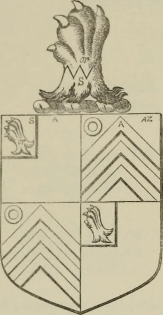 An illustration from The visitation of London : anno Domini 1633, 1634, and 1635. Made by Sr. Henry St. George, kt., Richmond herald, and deputy and marshal to Sr. Richard St. George, kt., Clarencieux king of armes, 1880, leaf 99