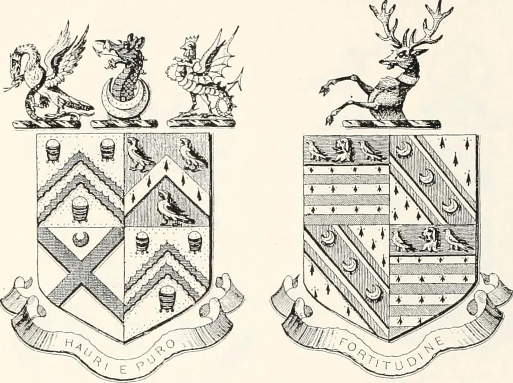 An illustration from A visitation of the seats and arms of the noblemen and gentlemen of Great Britain, 1852, leaf 446