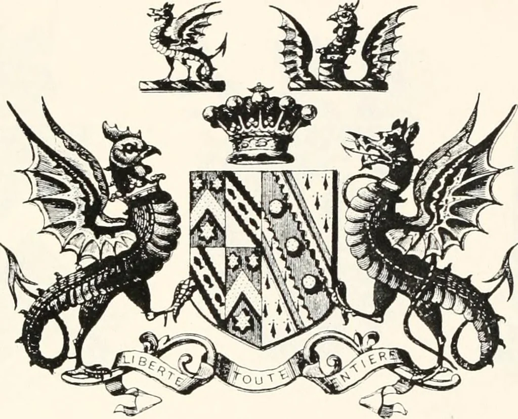 An illustration from A visitation of the seats and arms of the noblemen and gentlemen of Great Britain, 1852, leaf 450