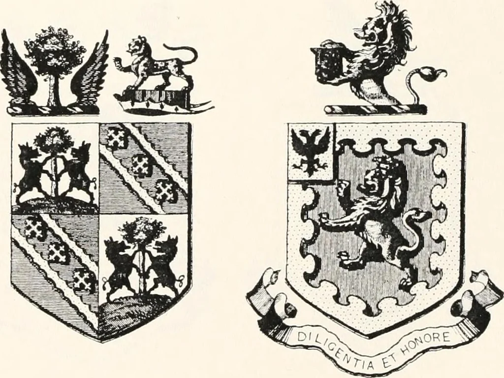 An illustration from A visitation of the seats and arms of the noblemen and gentlemen of Great Britain, 1852, leaf 452