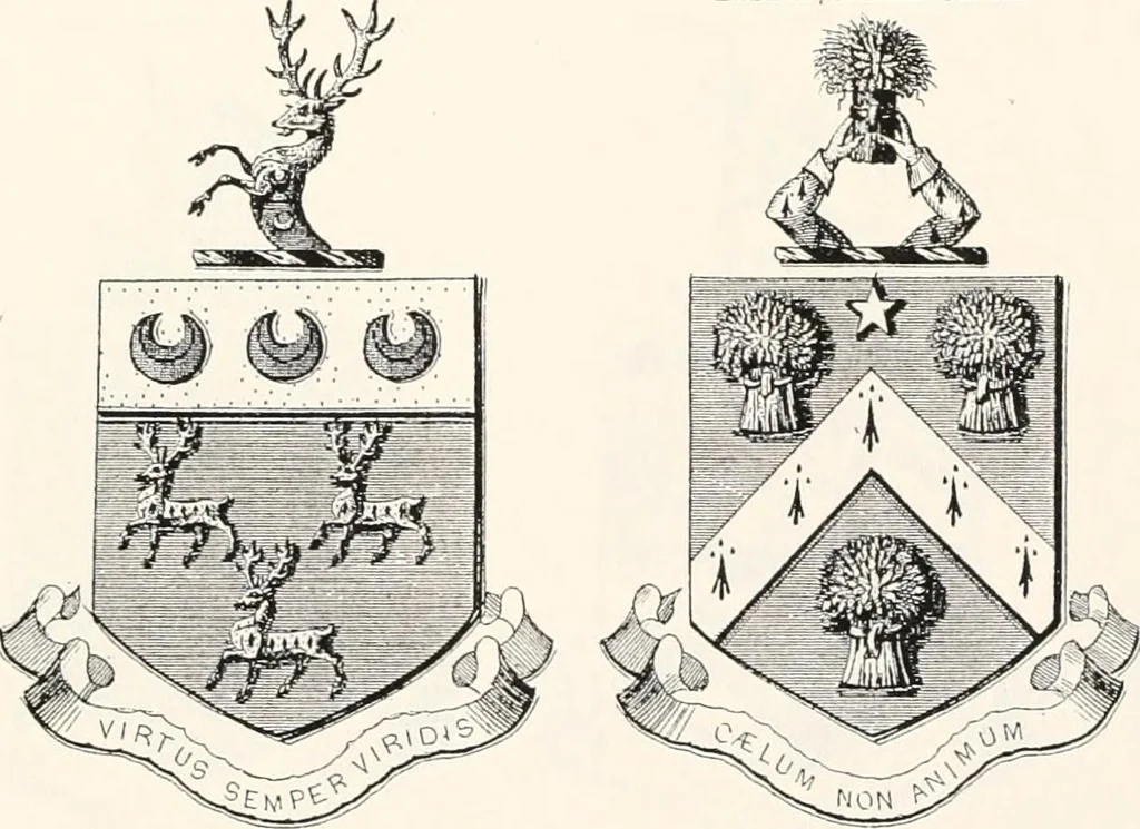 An illustration from A visitation of the seats and arms of the noblemen and gentlemen of Great Britain, 1852, leaf 458