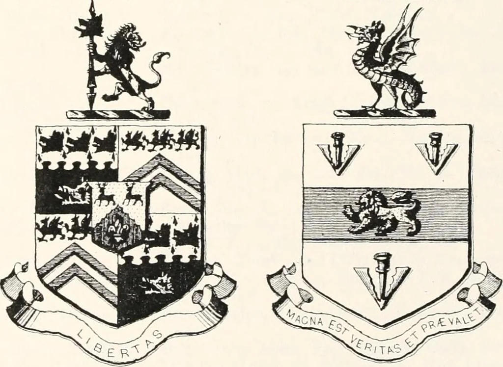 An illustration from A visitation of the seats and arms of the noblemen and gentlemen of Great Britain, 1852, leaf 460