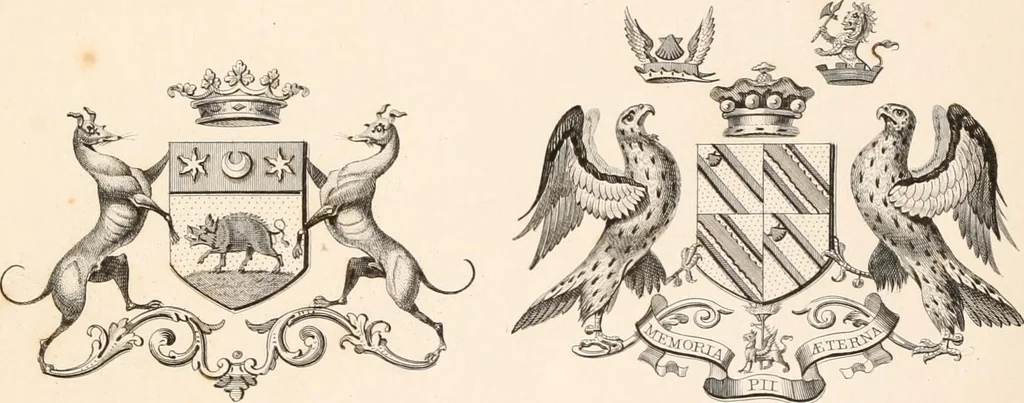 An illustration from A visitation of the seats and arms of the noblemen and gentlemen of Great Britain, 1852, leaf 388
