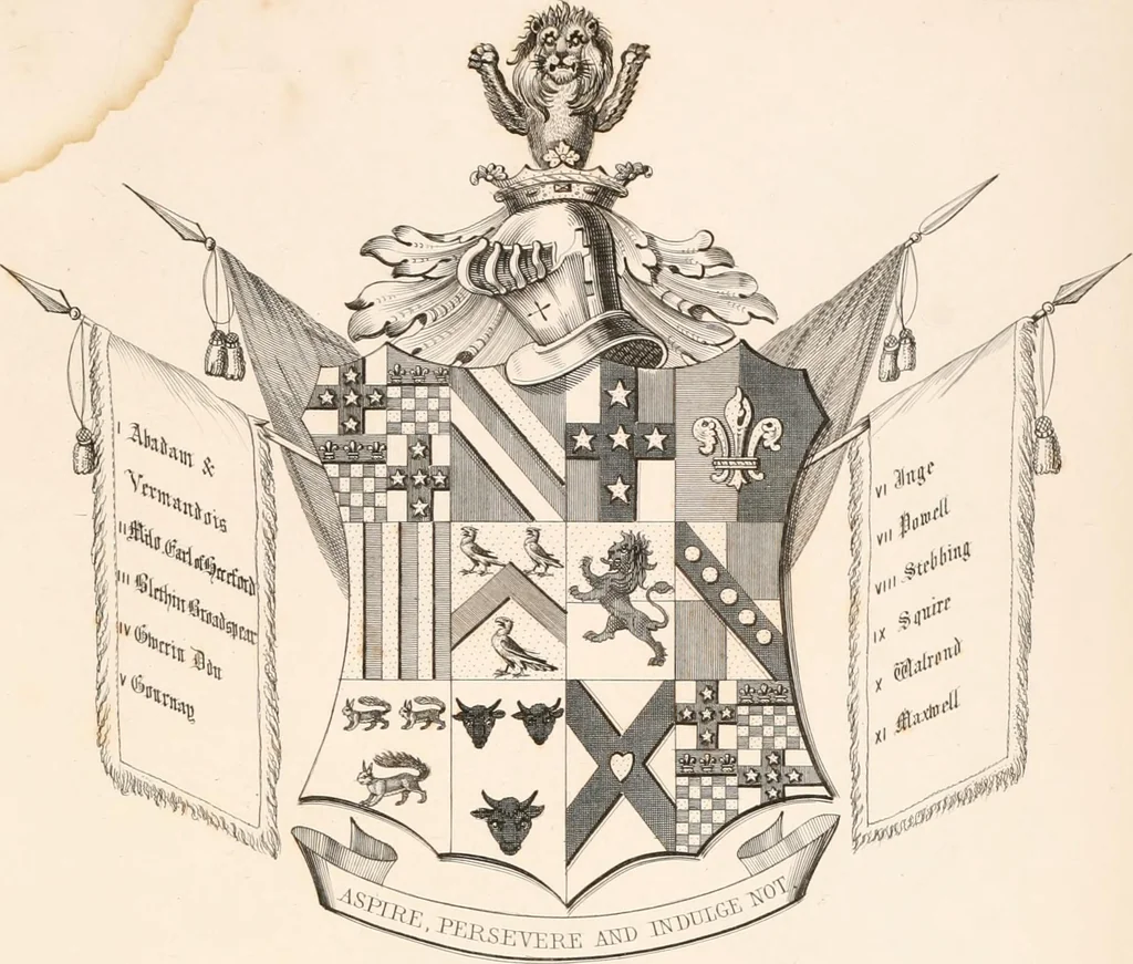 An illustration from A visitation of the seats and arms of the noblemen and gentlemen of Great Britain, 1852, leaf 400