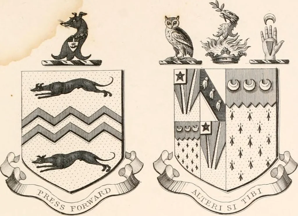 An illustration from A visitation of the seats and arms of the noblemen and gentlemen of Great Britain, 1852, leaf 404