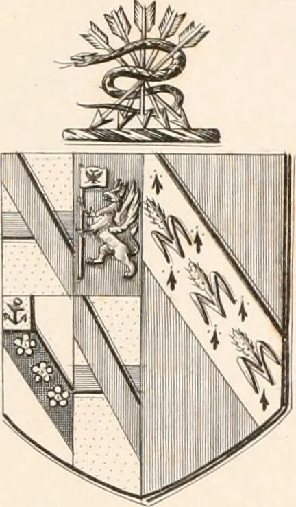 An illustration from A visitation of the seats and arms of the noblemen and gentlemen of Great Britain, 1852, leaf 412