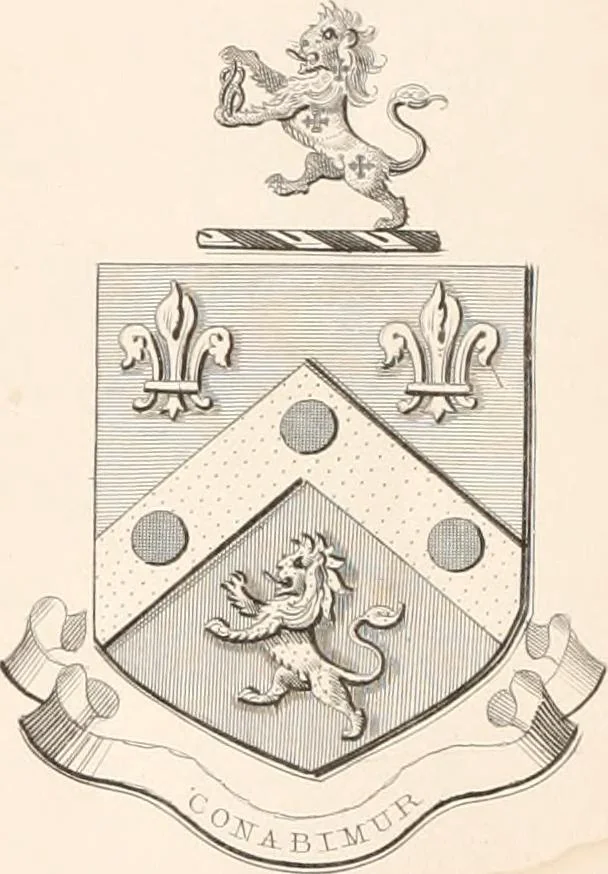 An illustration from A visitation of the seats and arms of the noblemen and gentlemen of Great Britain, 1852, leaf 414