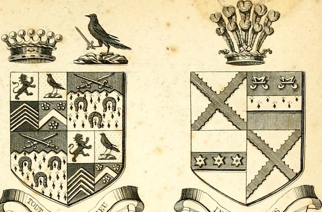 An illustration from A visitation of the seats and arms of the noblemen and gentlemen of Great Britain and Ireland, 1855, leaf 360