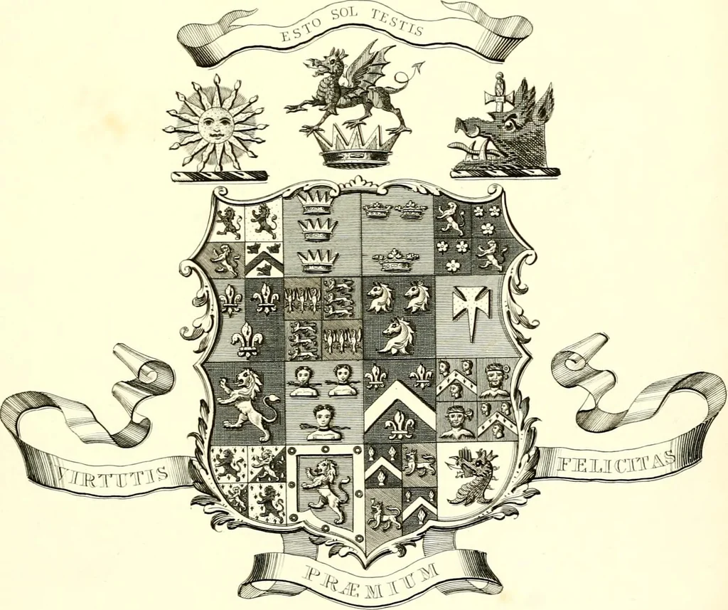 An illustration from A visitation of the seats and arms of the noblemen and gentlemen of Great Britain and Ireland, 1855, leaf 384