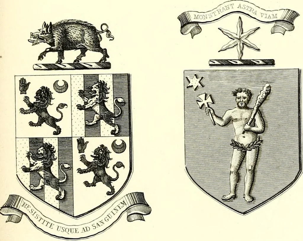 An illustration from A visitation of the seats and arms of the noblemen and gentlemen of Great Britain and Ireland, 1855, leaf 386