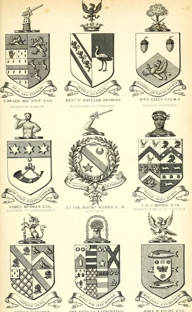 An illustration from A visitation of the seats and arms of the noblemen and gentlemen of Great Britain and Ireland, 1855, leaf 396