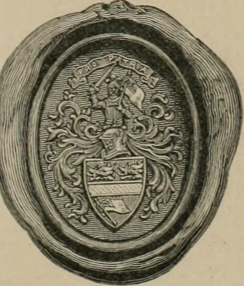 An illustration from The visitations of the county of Surrey : made and taken in the years 1530 by Thomas Benolte, Clarenceux king of arms ; 1572 by Robert Cooke, Clarenceux king of arms ; and 1623 by Samuel Thompson, Windsor herald, and Augustin Vincent, Rouge croix pursuivant, marshals and deputies to William Camden, Clarenceux king of arms, 1899, leaf 10