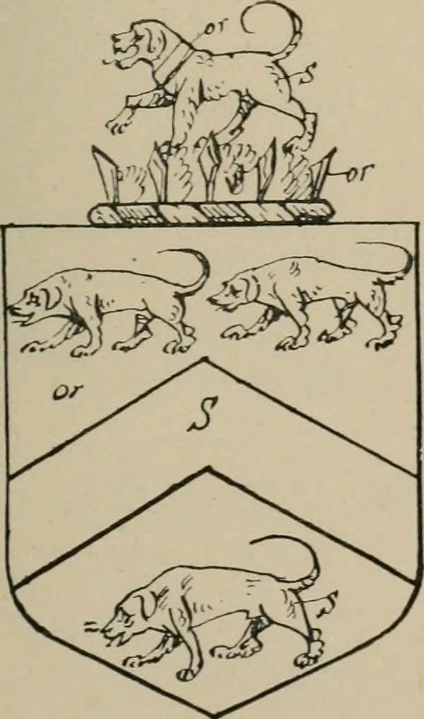 An illustration from The visitations of the county of Sussex made and taken in the years 1530, Thomas Benolte, Clarenceux king of arms; and 1633-4 by John Philipot, Somerset herald, and George Owen, York herald, for Sir John Burroughs, Garter, and Sir Richard St. George, Clarenceux, 1905, leaf 282