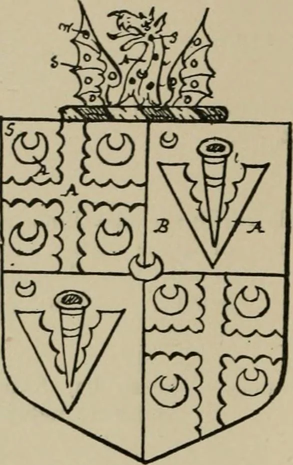 An illustration from The visitations of the county of Sussex made and taken in the years 1530, Thomas Benolte, Clarenceux king of arms; and 1633-4 by John Philipot, Somerset herald, and George Owen, York herald, for Sir John Burroughs, Garter, and Sir Richard St. George, Clarenceux, 1905, leaf 287