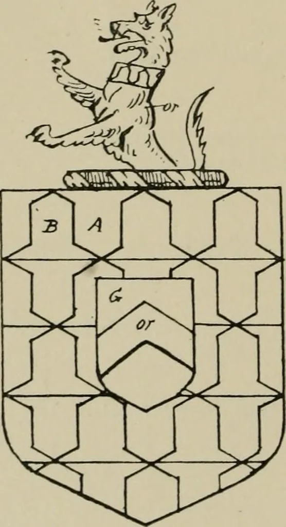 An illustration from The visitations of the county of Sussex made and taken in the years 1530, Thomas Benolte, Clarenceux king of arms; and 1633-4 by John Philipot, Somerset herald, and George Owen, York herald, for Sir John Burroughs, Garter, and Sir Richard St. George, Clarenceux, 1905, leaf 293