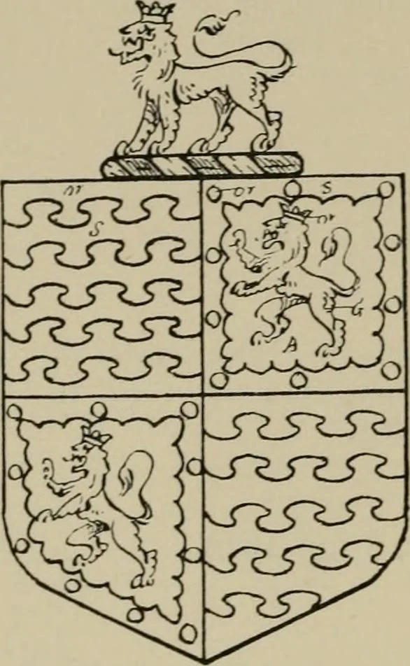 An illustration from The visitations of the county of Sussex made and taken in the years 1530, Thomas Benolte, Clarenceux king of arms; and 1633-4 by John Philipot, Somerset herald, and George Owen, York herald, for Sir John Burroughs, Garter, and Sir Richard St. George, Clarenceux, 1905, leaf 295
