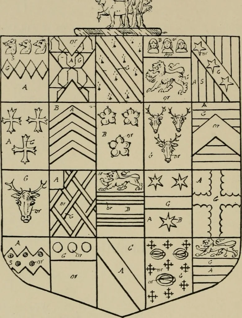 An illustration from The visitations of the county of Sussex made and taken in the years 1530, Thomas Benolte, Clarenceux king of arms; and 1633-4 by John Philipot, Somerset herald, and George Owen, York herald, for Sir John Burroughs, Garter, and Sir Richard St. George, Clarenceux, 1905, leaf 297