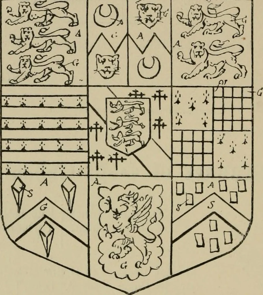 An illustration from The visitations of the county of Sussex made and taken in the years 1530, Thomas Benolte, Clarenceux king of arms; and 1633-4 by John Philipot, Somerset herald, and George Owen, York herald, for Sir John Burroughs, Garter, and Sir Richard St. George, Clarenceux, 1905, leaf 307