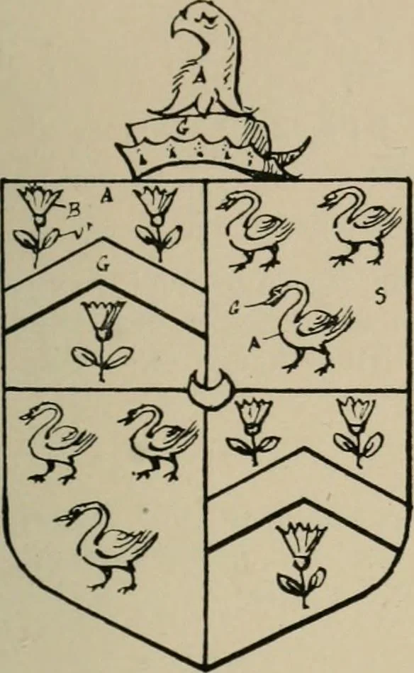 An illustration from The visitations of the county of Sussex made and taken in the years 1530, Thomas Benolte, Clarenceux king of arms; and 1633-4 by John Philipot, Somerset herald, and George Owen, York herald, for Sir John Burroughs, Garter, and Sir Richard St. George, Clarenceux, 1905, leaf 314