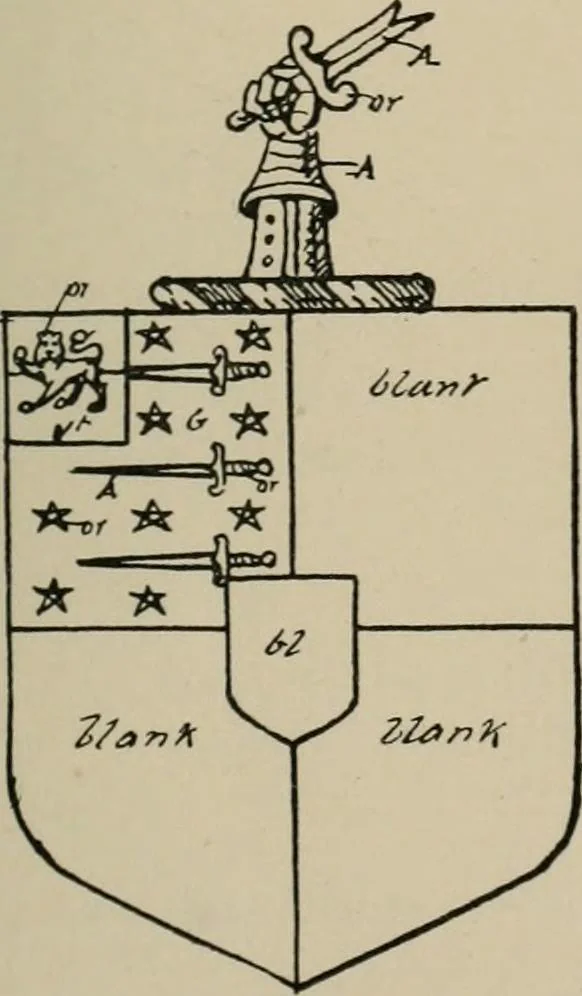 An illustration from The visitations of the county of Sussex made and taken in the years 1530, Thomas Benolte, Clarenceux king of arms; and 1633-4 by John Philipot, Somerset herald, and George Owen, York herald, for Sir John Burroughs, Garter, and Sir Richard St. George, Clarenceux, 1905, leaf 314
