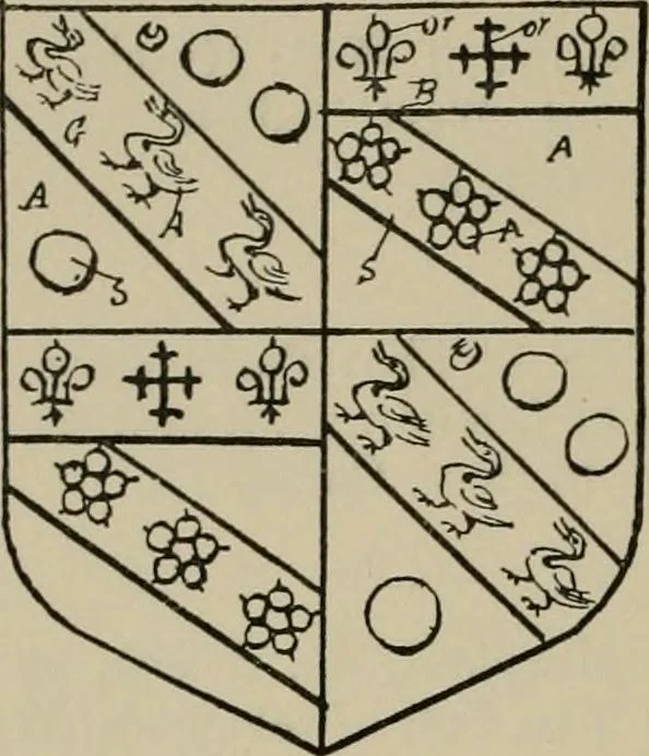 An illustration from The visitations of the county of Sussex made and taken in the years 1530, Thomas Benolte, Clarenceux king of arms; and 1633-4 by John Philipot, Somerset herald, and George Owen, York herald, for Sir John Burroughs, Garter, and Sir Richard St. George, Clarenceux, 1905, leaf 315