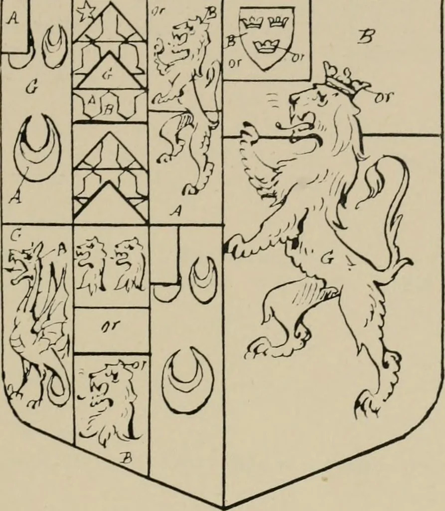 An illustration from The visitations of the county of Sussex made and taken in the years 1530, Thomas Benolte, Clarenceux king of arms; and 1633-4 by John Philipot, Somerset herald, and George Owen, York herald, for Sir John Burroughs, Garter, and Sir Richard St. George, Clarenceux, 1905, leaf 318