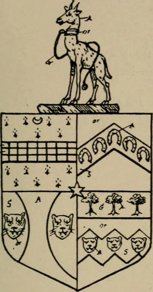 An illustration from The visitations of the county of Sussex made and taken in the years 1530, Thomas Benolte, Clarenceux king of arms; and 1633-4 by John Philipot, Somerset herald, and George Owen, York herald, for Sir John Burroughs, Garter, and Sir Richard St. George, Clarenceux, 1905, leaf 320