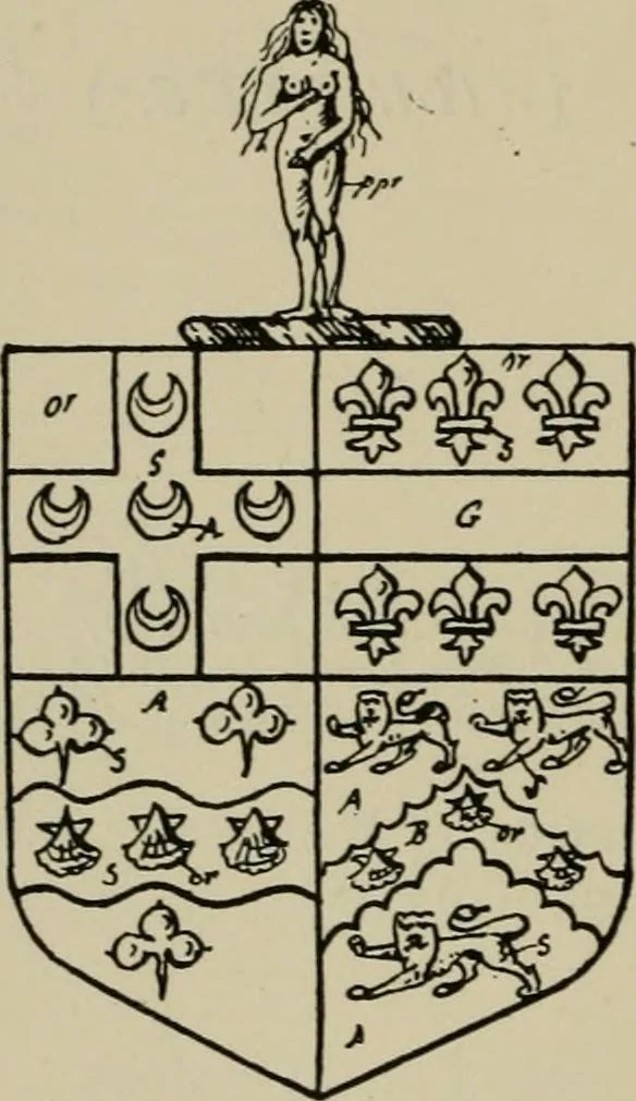 An illustration from The visitations of the county of Sussex made and taken in the years 1530, Thomas Benolte, Clarenceux king of arms; and 1633-4 by John Philipot, Somerset herald, and George Owen, York herald, for Sir John Burroughs, Garter, and Sir Richard St. George, Clarenceux, 1905, leaf 331