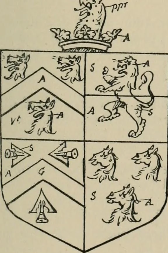 An illustration from The visitations of the county of Sussex made and taken in the years 1530, Thomas Benolte, Clarenceux king of arms; and 1633-4 by John Philipot, Somerset herald, and George Owen, York herald, for Sir John Burroughs, Garter, and Sir Richard St. George, Clarenceux, 1905, leaf 338