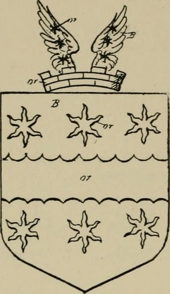 An illustration from The visitations of the county of Sussex made and taken in the years 1530, Thomas Benolte, Clarenceux king of arms; and 1633-4 by John Philipot, Somerset herald, and George Owen, York herald, for Sir John Burroughs, Garter, and Sir Richard St. George, Clarenceux, 1905, leaf 345