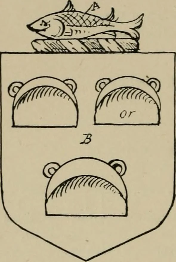 An illustration from The visitations of the county of Sussex made and taken in the years 1530, Thomas Benolte, Clarenceux king of arms; and 1633-4 by John Philipot, Somerset herald, and George Owen, York herald, for Sir John Burroughs, Garter, and Sir Richard St. George, Clarenceux, 1905, leaf 353