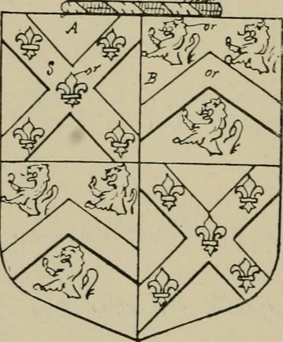 An illustration from The visitations of the county of Sussex made and taken in the years 1530, Thomas Benolte, Clarenceux king of arms; and 1633-4 by John Philipot, Somerset herald, and George Owen, York herald, for Sir John Burroughs, Garter, and Sir Richard St. George, Clarenceux, 1905, leaf 355