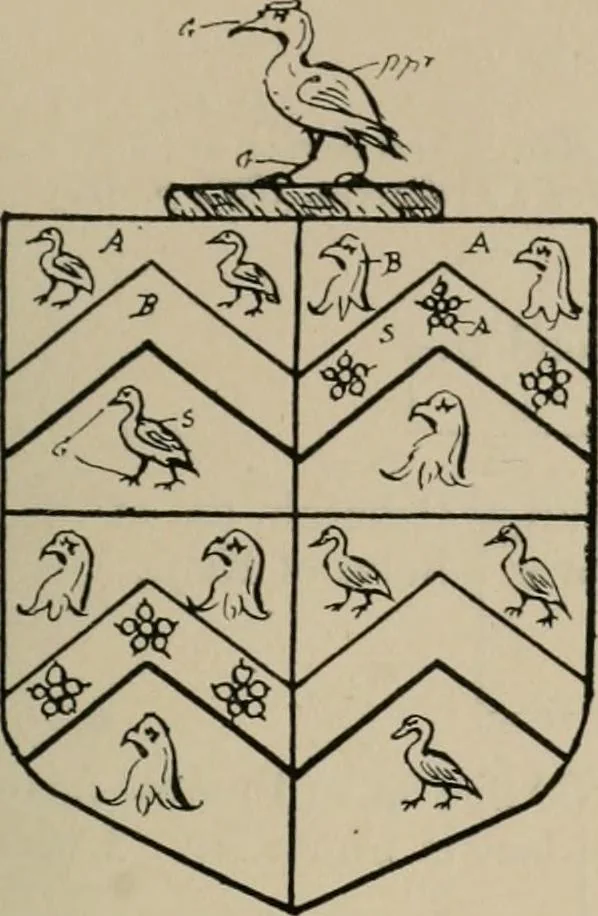 An illustration from The visitations of the county of Sussex made and taken in the years 1530, Thomas Benolte, Clarenceux king of arms; and 1633-4 by John Philipot, Somerset herald, and George Owen, York herald, for Sir John Burroughs, Garter, and Sir Richard St. George, Clarenceux, 1905, leaf 370