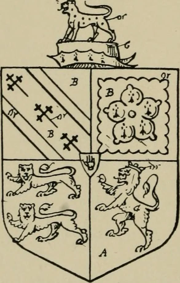 An illustration from The visitations of the county of Sussex made and taken in the years 1530, Thomas Benolte, Clarenceux king of arms; and 1633-4 by John Philipot, Somerset herald, and George Owen, York herald, for Sir John Burroughs, Garter, and Sir Richard St. George, Clarenceux, 1905, leaf 371